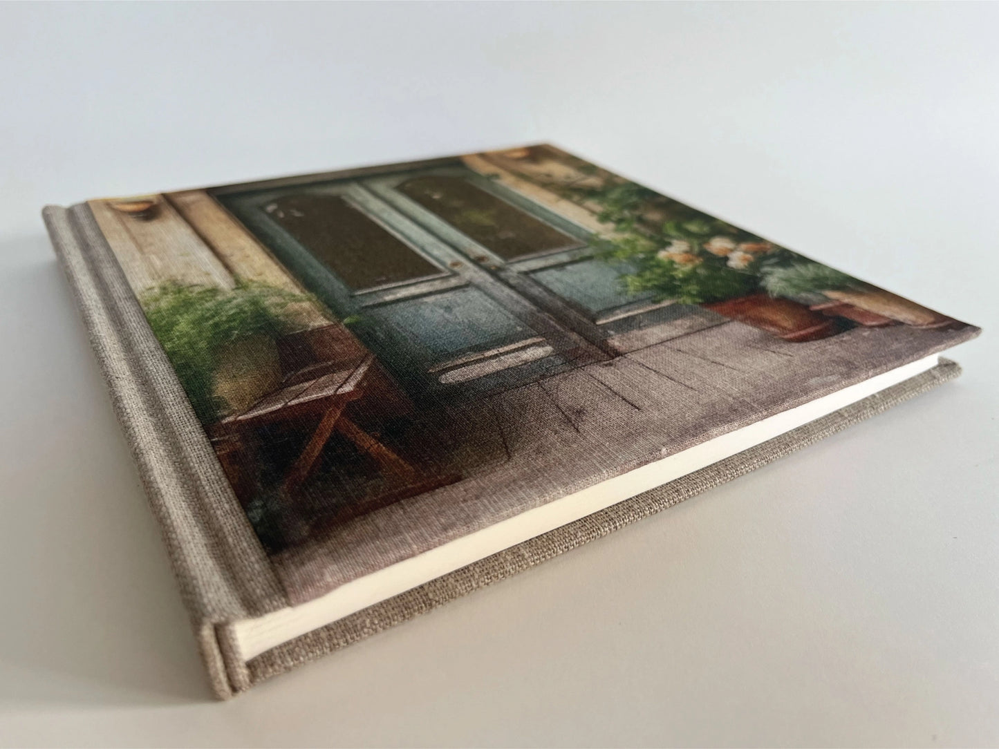 "Secret French Doors" Handmade Linen Hardcover Notebook