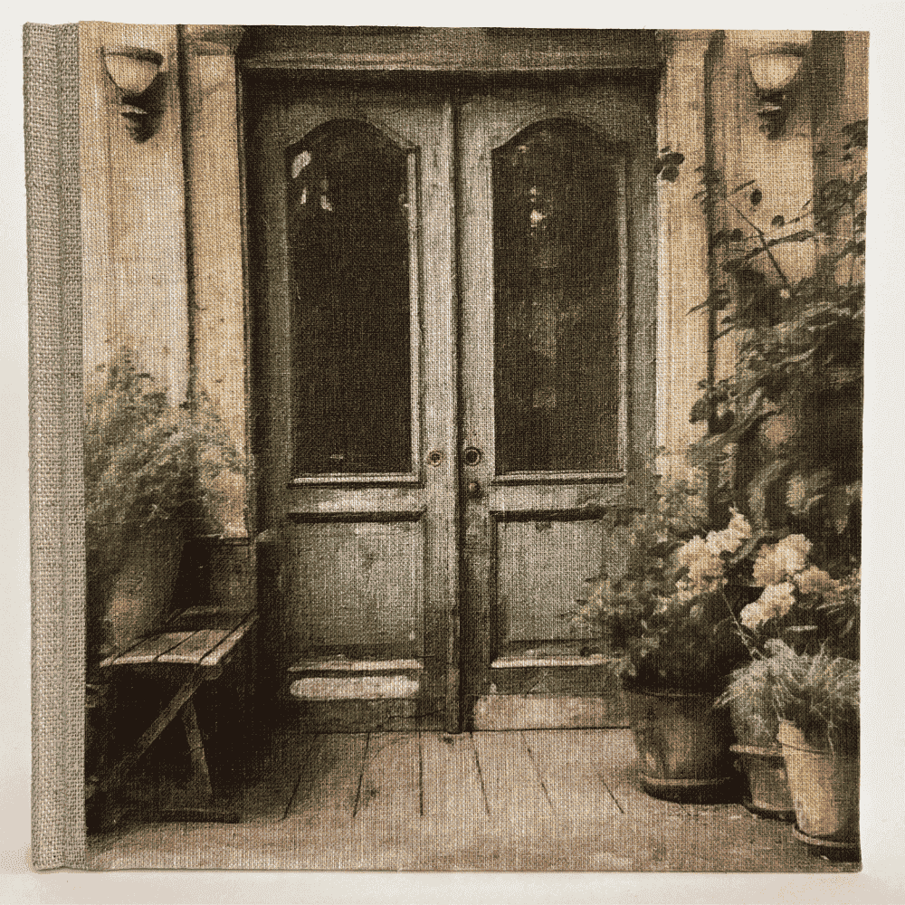 "Secret French Doors" Handmade Linen Hardcover Notebook