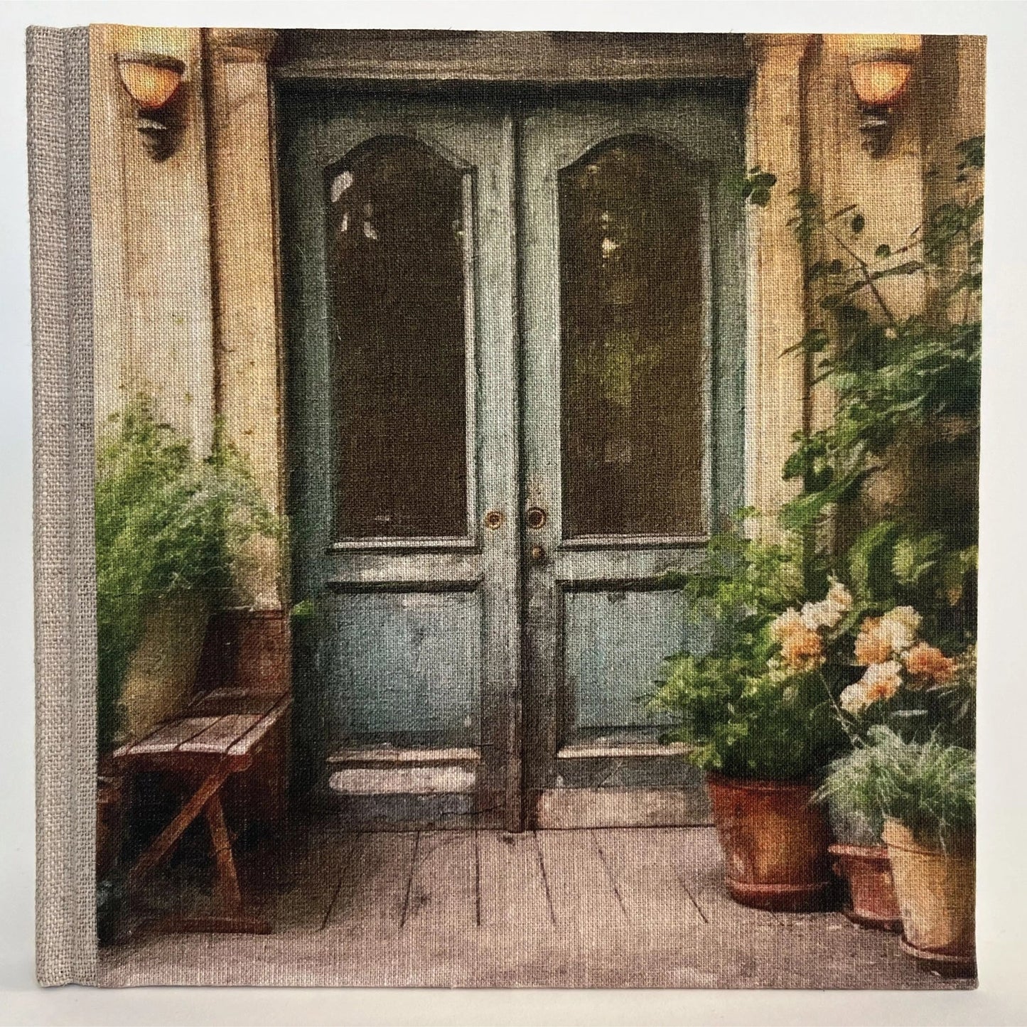"Secret French Doors" Handmade Linen Hardcover Notebook