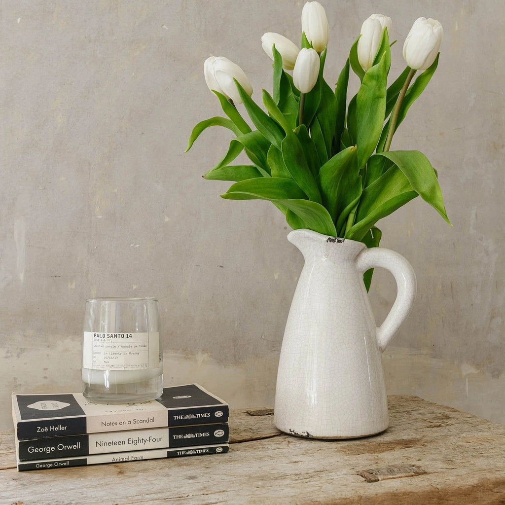 White Jug with Crackle Finish 22cm | Annie Mo's