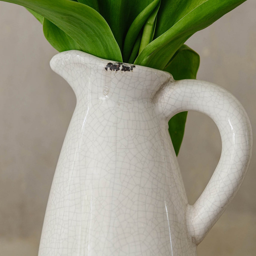 Stanford Crackled White Jug 22cm