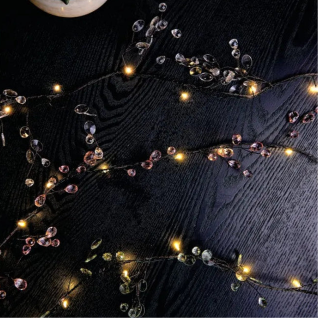 Clear Crystal Blossom Green 100 warm white LEDs - Battery Operated