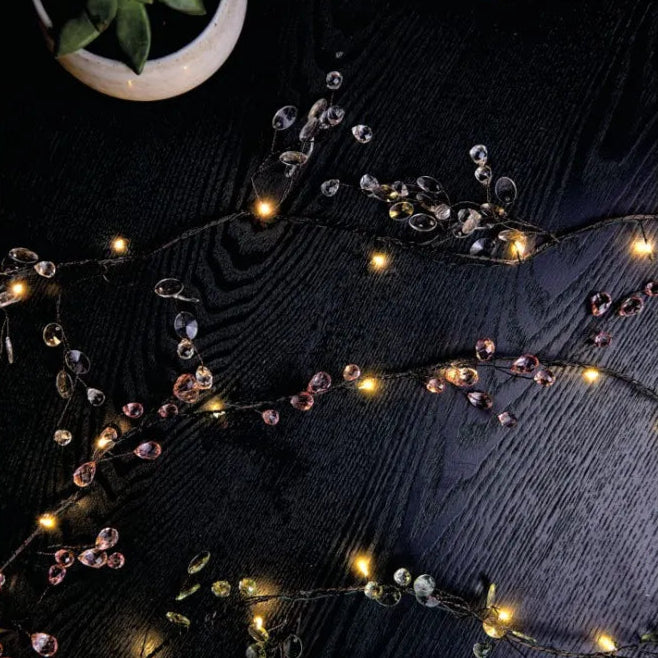 Clear Crystal Blossom Clear 100 warm white LEDs - Battery Operated