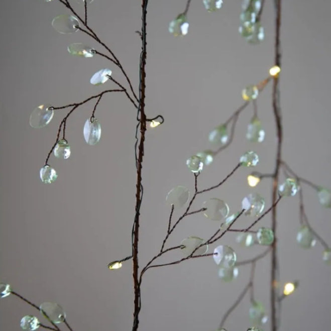 Clear Crystal Blossom Green 100 warm white LEDs - Battery Operated