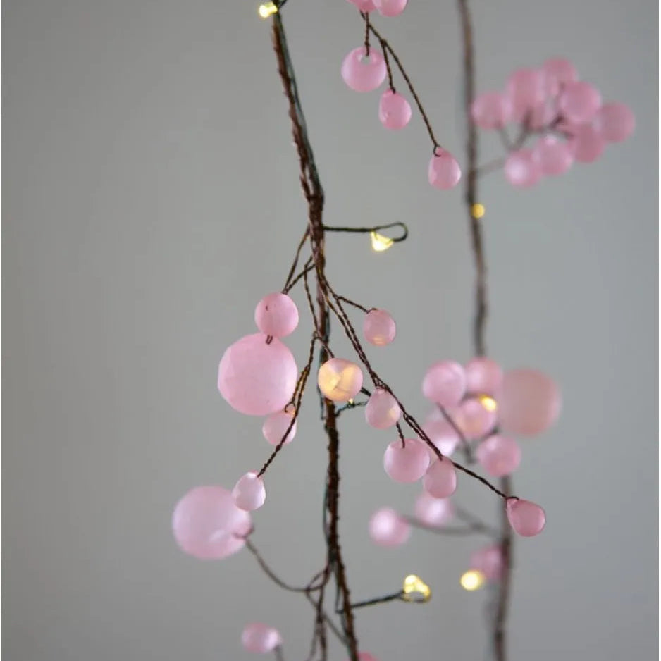 Matt Crystal Blossom Pink 100 warm white LEDs - Battery Operated