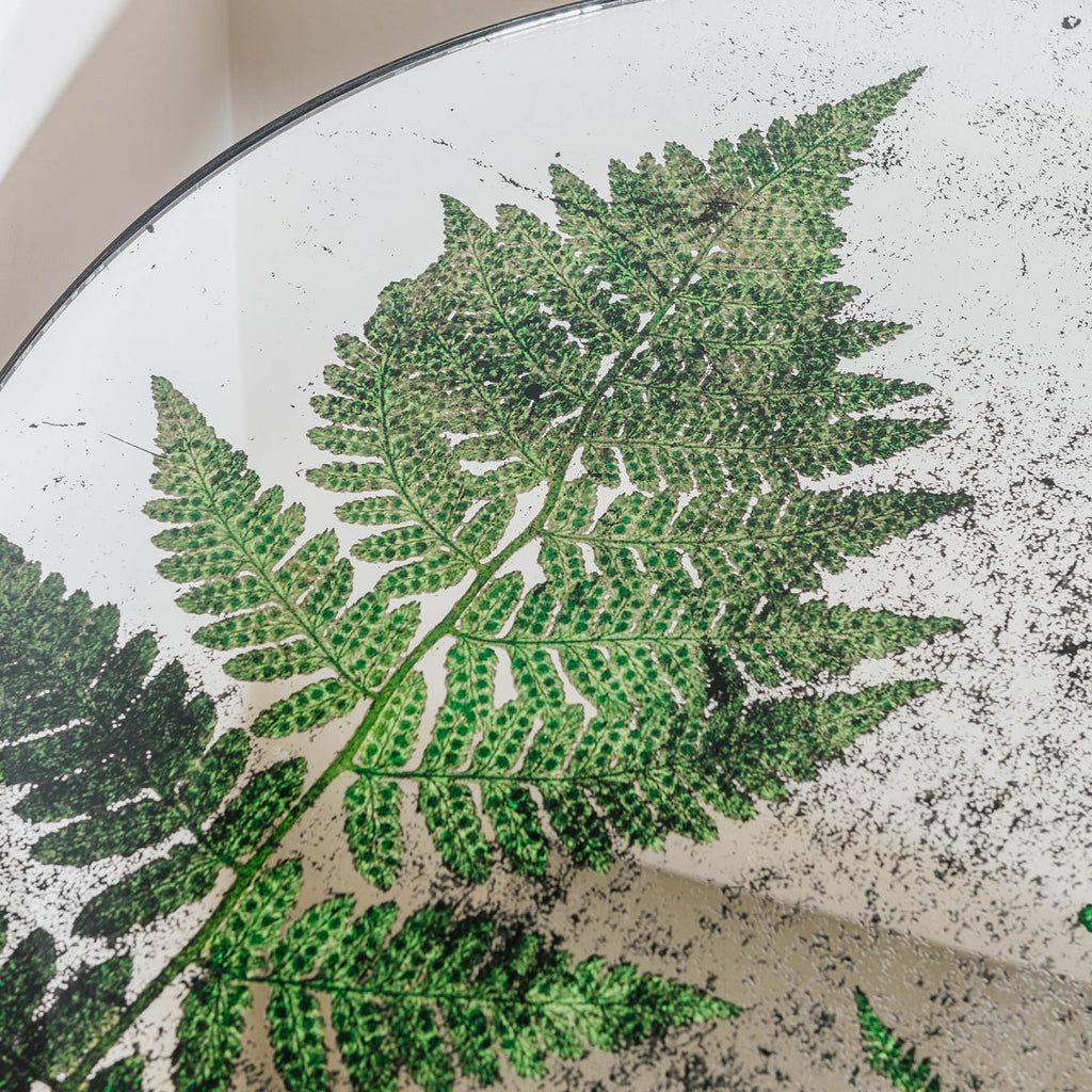 Brookby Set of Two Iron and Glass Fern Nesting Tables 50cm