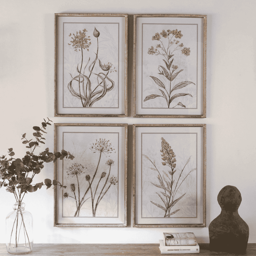 Ashmore Set of 4 Yellow Botanical Framed Prints 70cm