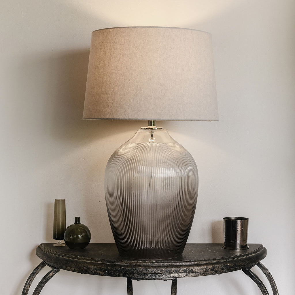 Waldron Smokey Glass Table Lamp 74cm