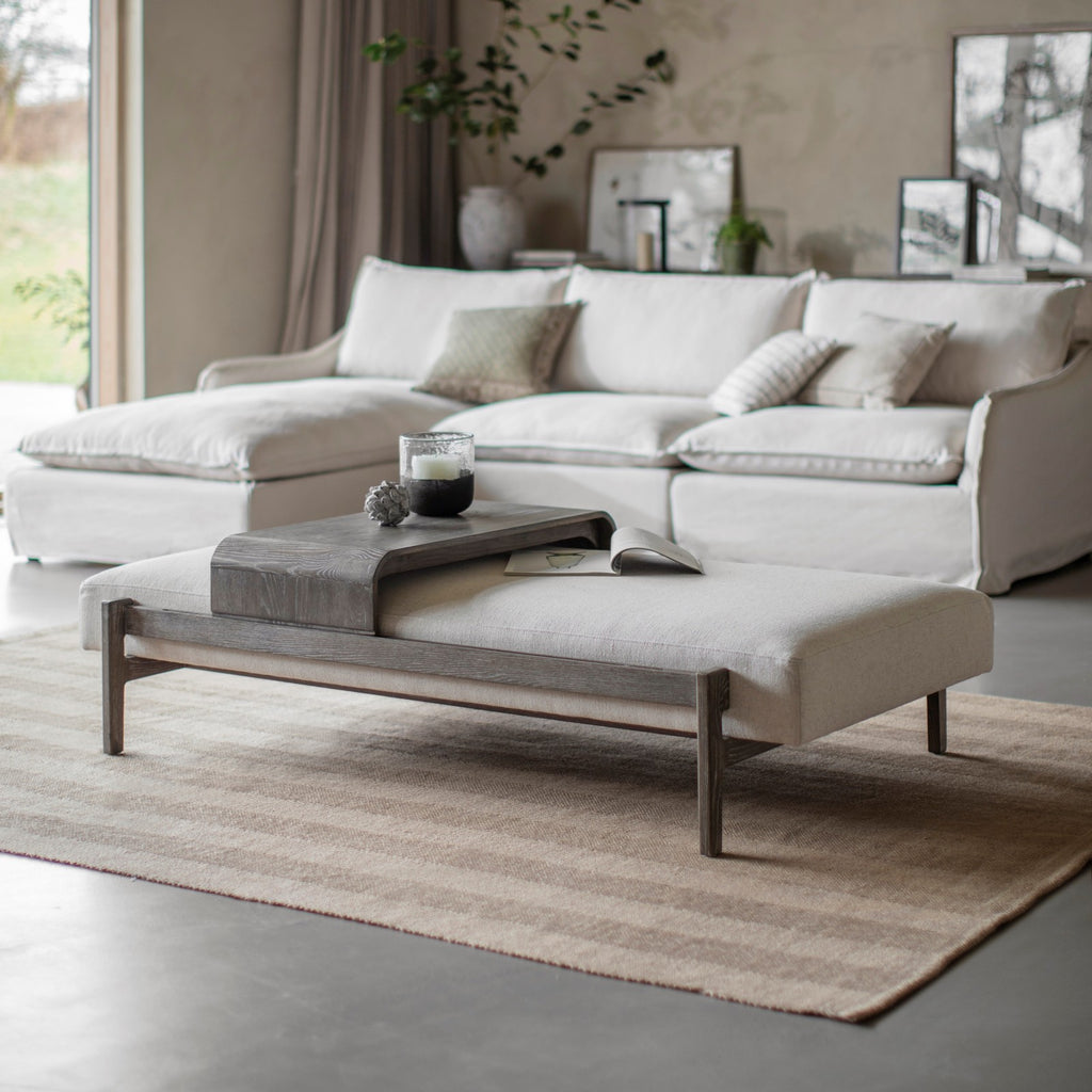 Musgrave Cotton Linen Mix Ottoman with Sliding Tray 167cm