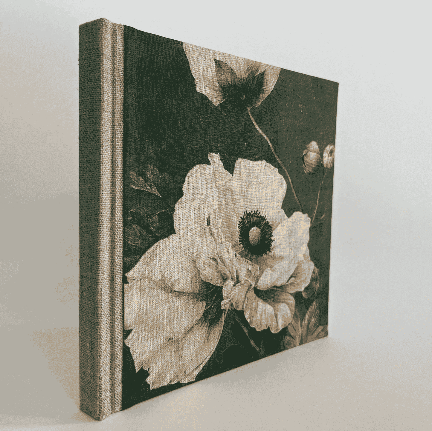 "Vintage Anemone" Handmade Linen Hardcover Notebook | Diary-H