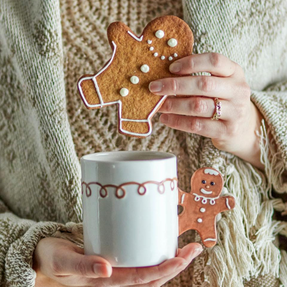 Festive Gingerbread Man Stoneware Mug 9cm | Annie Mo's