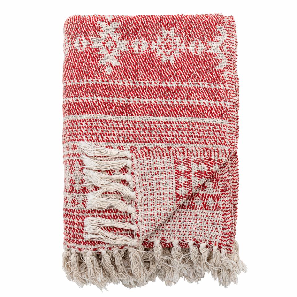 Recycled Cotton Red Christmas Throw 160cm | Annie Mo's