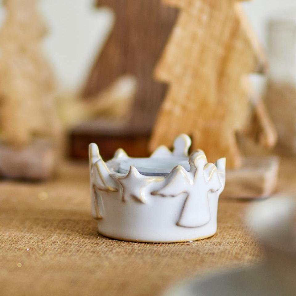 Stoneware White Starry Votive | Annie Mo's