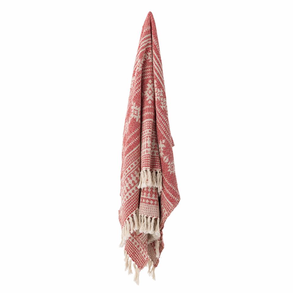 Recycled Cotton Red Christmas Throw 160cm