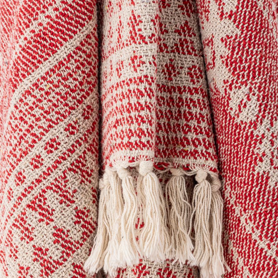 Recycled Cotton Red Christmas Throw 160cm