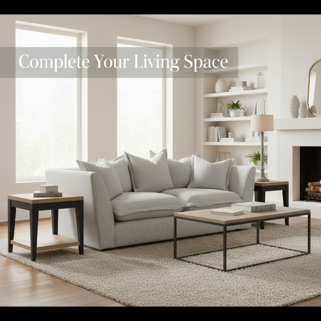Homepage hero banner with sofa, side table and lamp