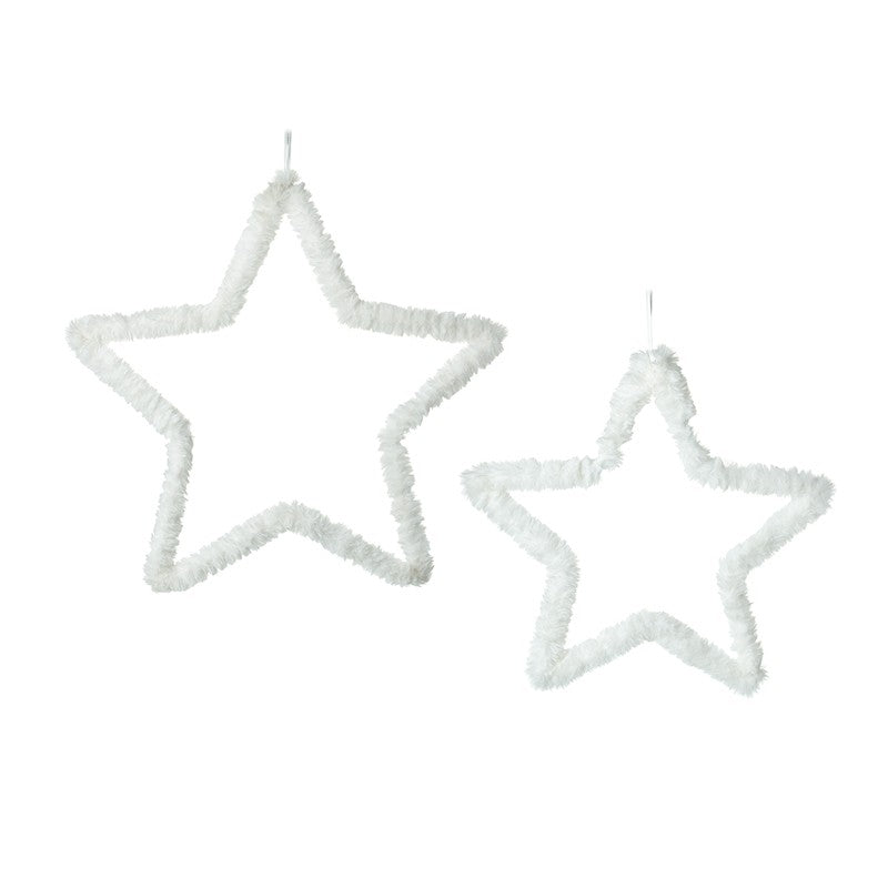 White Snowy Star Set of Two 40cm + 29cm | Annie Mo's