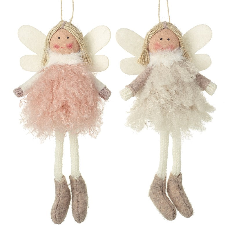 Girls In Pink and White Fluffy Dress Mix of Two 17cm | Annie Mo's