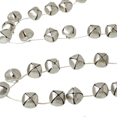 Silver bell garland on a white background
