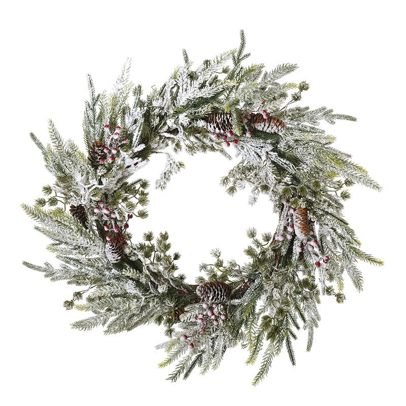 Snowy Wreath With Pinecones 60cm | Annie Mo's