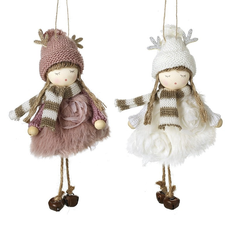 Two Girls In Fluffy Dress With Antlers Mix 16cm | Annie Mo's