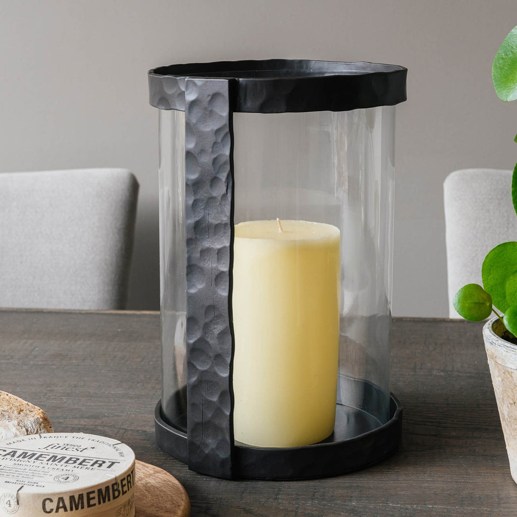 Single Stand Iron and Glass Cylinder Hurricane 41cm