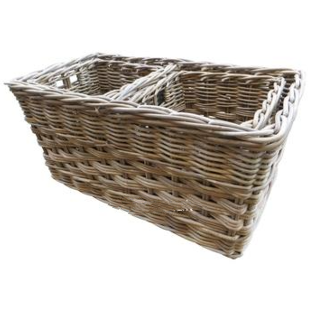 Set of Three Rectangle Baskets with Divider at Centre 76cm | Annie Mo's