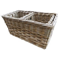 Set of Three Rectangle Baskets with Divider at Centre 76cm | Annie Mo's