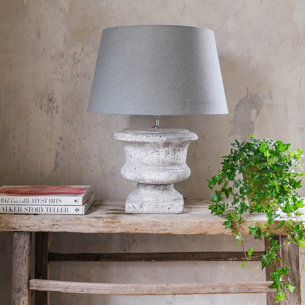 Birkdale Squat Stone Lamp with Grey Shade 63cm | Annie Mo's