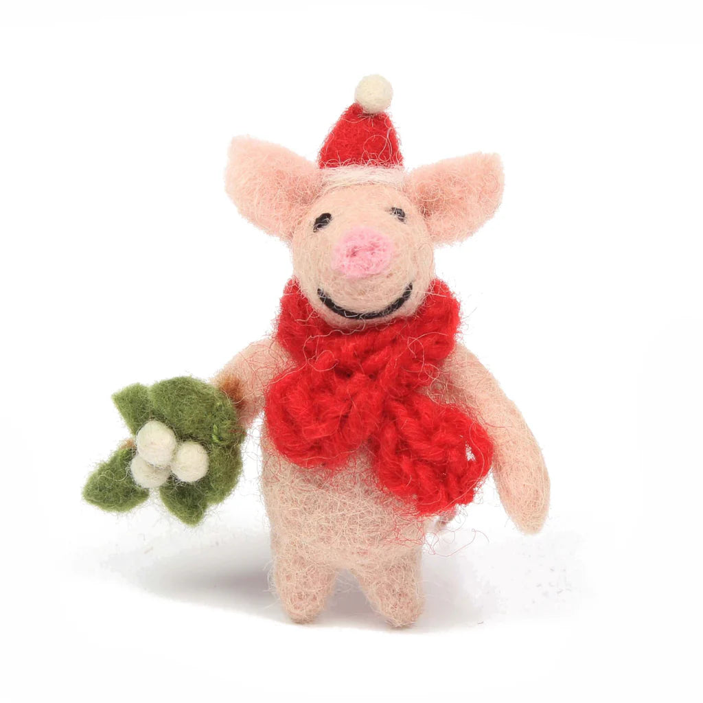 Mini Piglet with Mistletoe Sprig 6cm | Annie Mo's