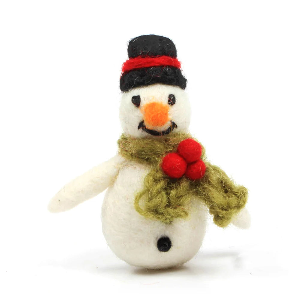 Mini Snowman with Holly Scarf 6cm | Annie Mo's