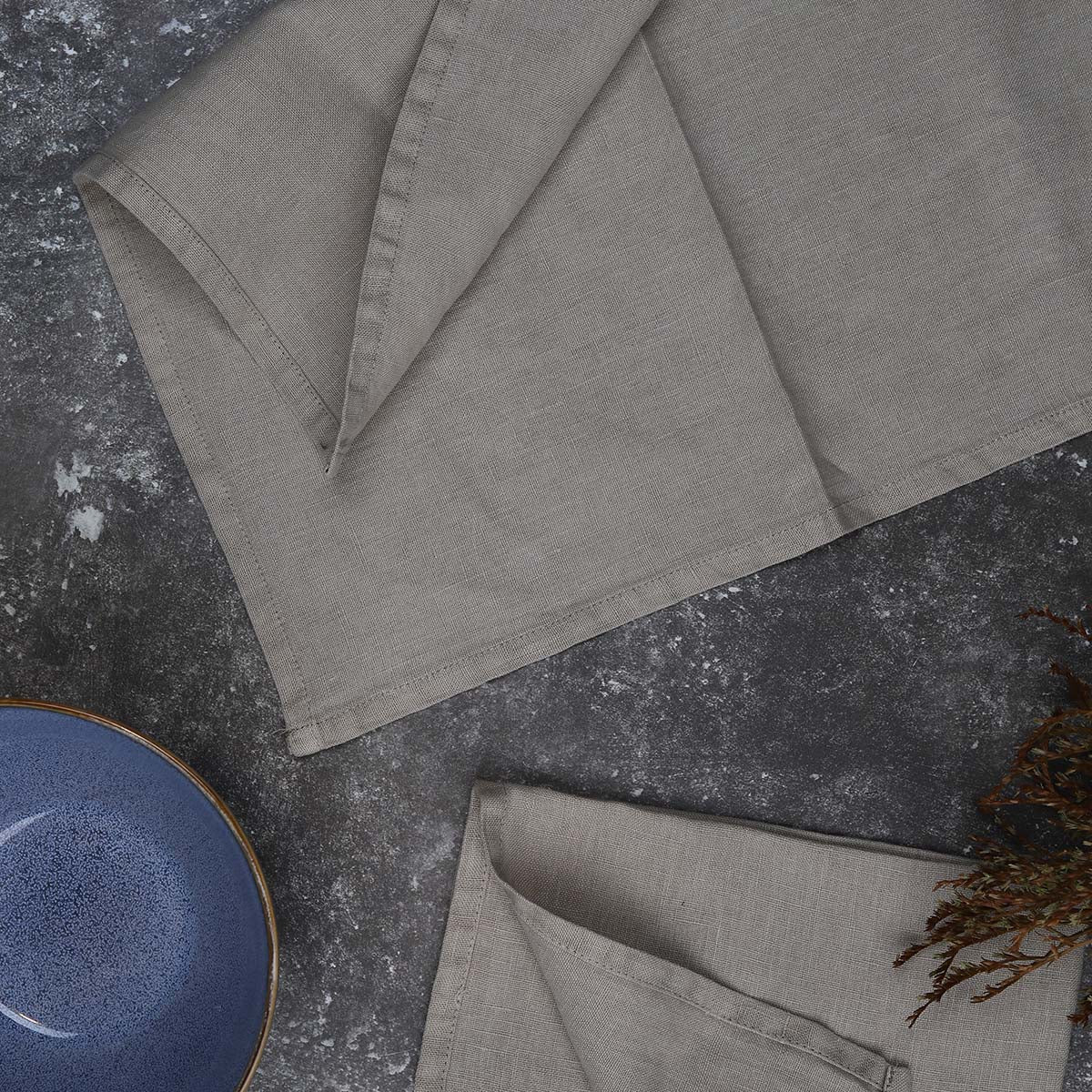 100% Linen Taupe Plain Edge Napkin 40cm x40cm-B