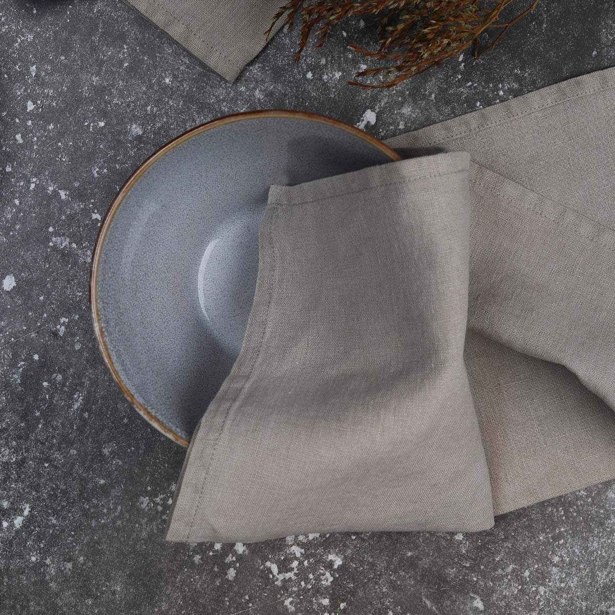 100% Linen Taupe Plain Edge Napkin 40cm x40cm-A