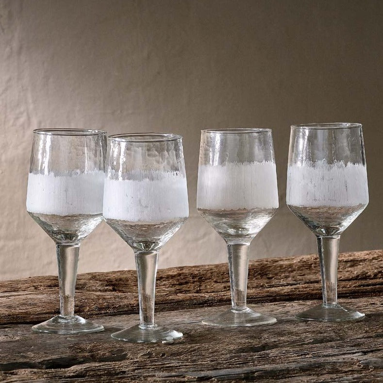 Anara Etched Wine Glass - Clear - (Set of 4) - Large | Annie Mo's