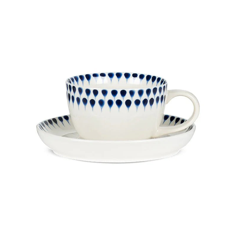Indigo Dot Drop Cup and Saucer