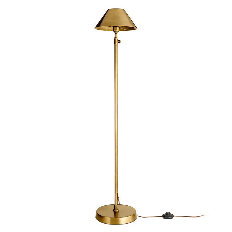 Brass Floor Lamp with Brass Shade 157cm