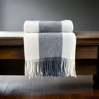 Pure Wool Throw Blue/Grey Stripe 180cm
