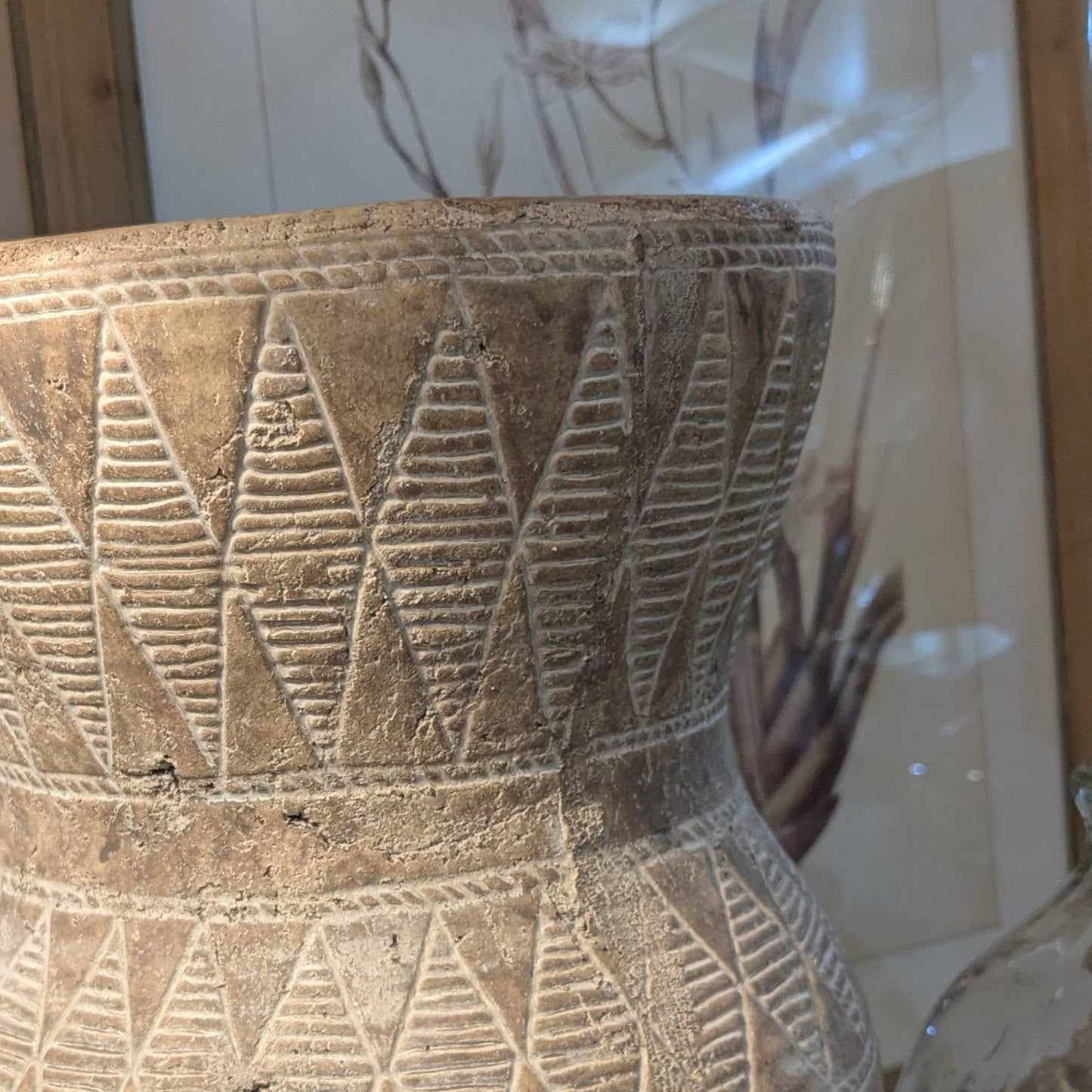 Camille Beige Black Terracotta Pot Tall 32cm