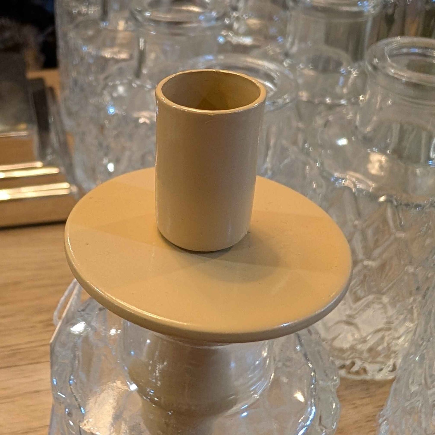 Enameled Candle Holder for Taper Candles - to put in a Bottle