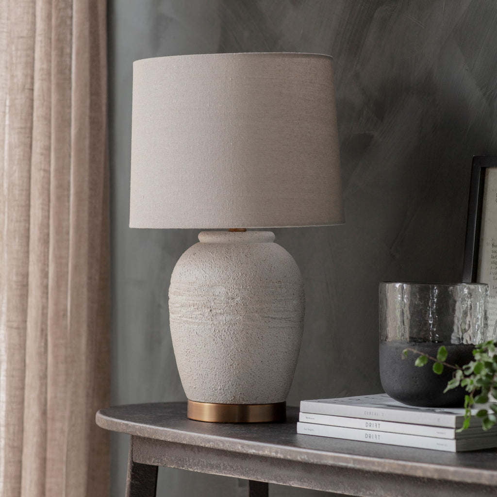Rothbury Sculpted Concrete Table Lamp with Shade 69cm