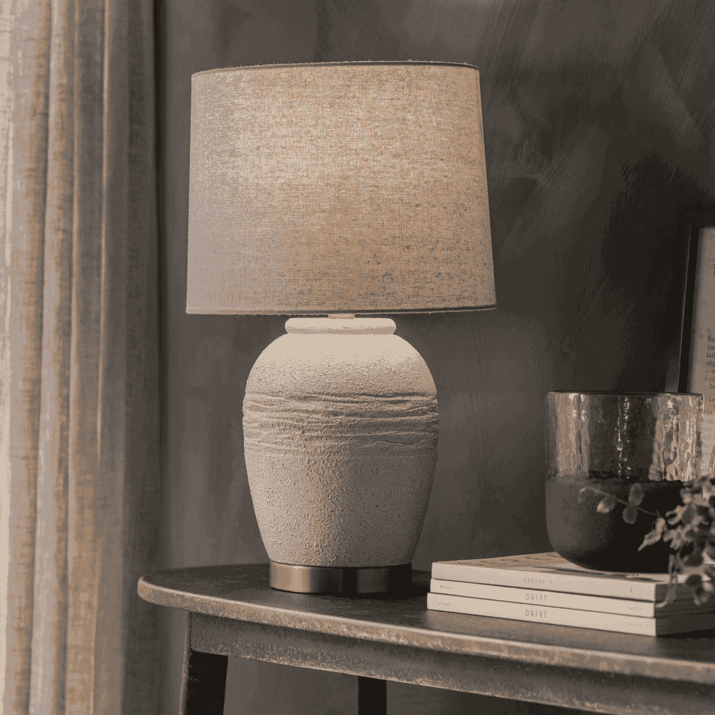 Rothbury Sculpted Concrete Table Lamp with Shade 69cm