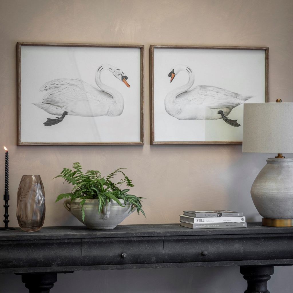 Moreton Set of 2 Swan Framed Prints 70cm | Annie Mo's