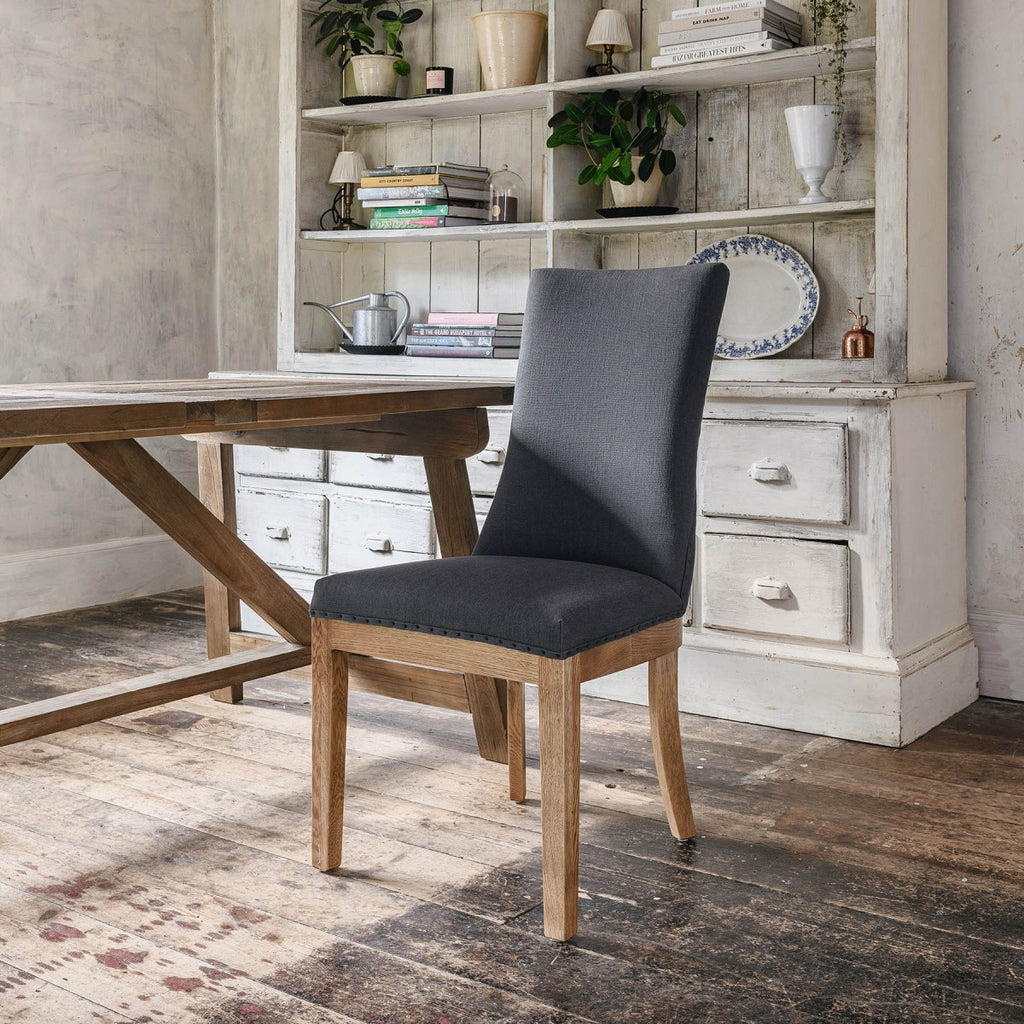 Charcoal Linen and Oak Dining Chair