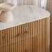 Three Drawer Reed Mango Wood and White Marble Chest of Drawers