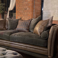 Lomund Three Sofa - Pillow Back Version | Leather and Fabric Mix