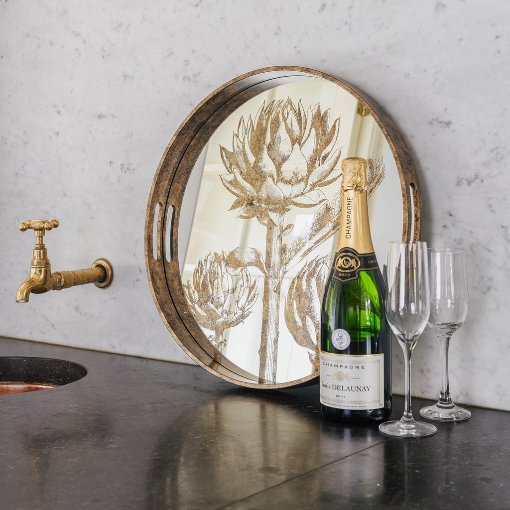 Mirrored Artichoke Round Tray 46cm | Annie Mo's