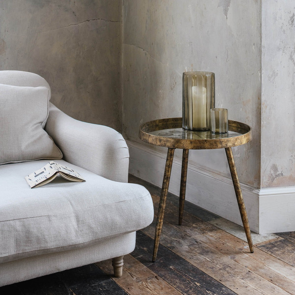 Waltham Round Mirrored Floral Tray Table 55cm