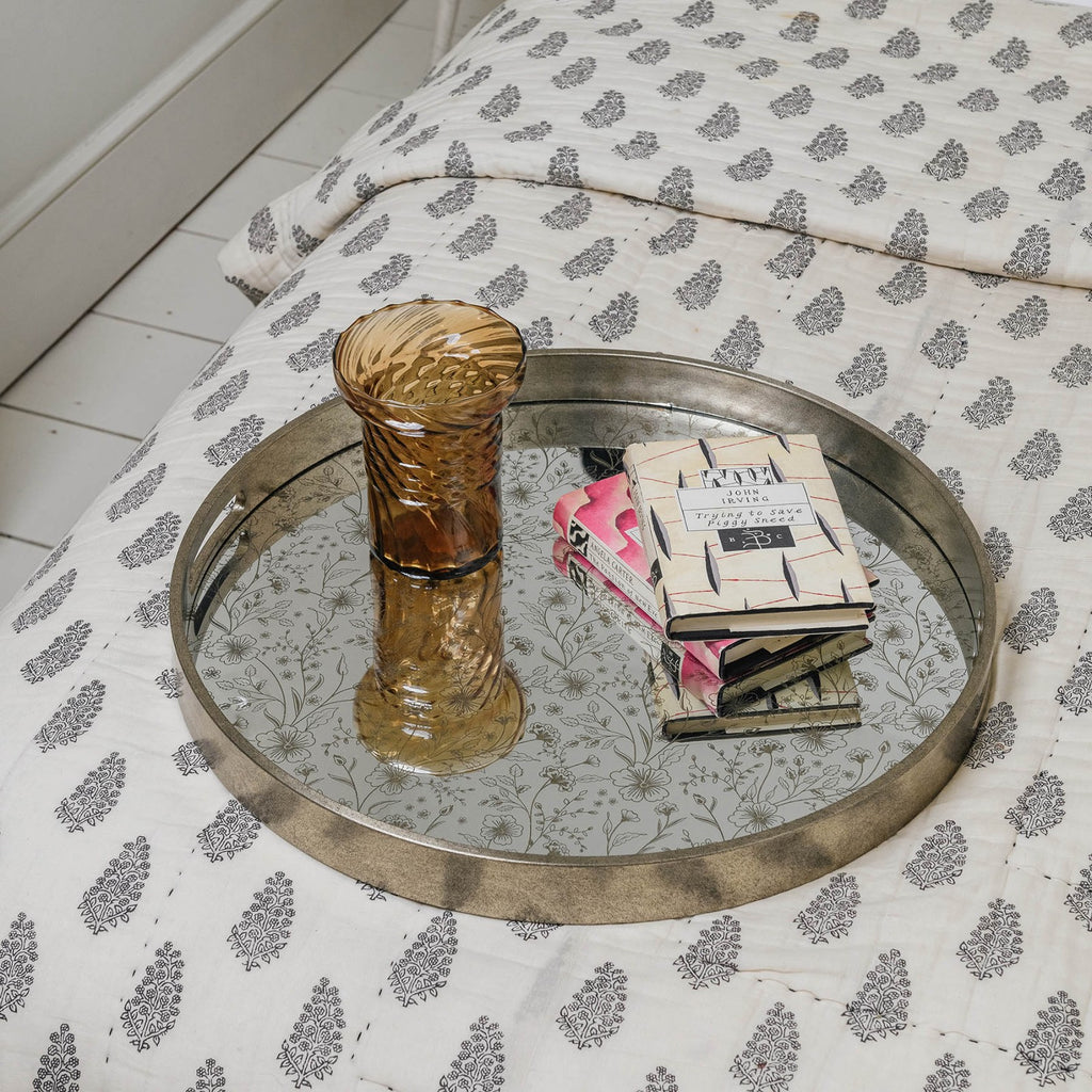 Mirrored Silver Round Tray 45cm | Annie Mo's