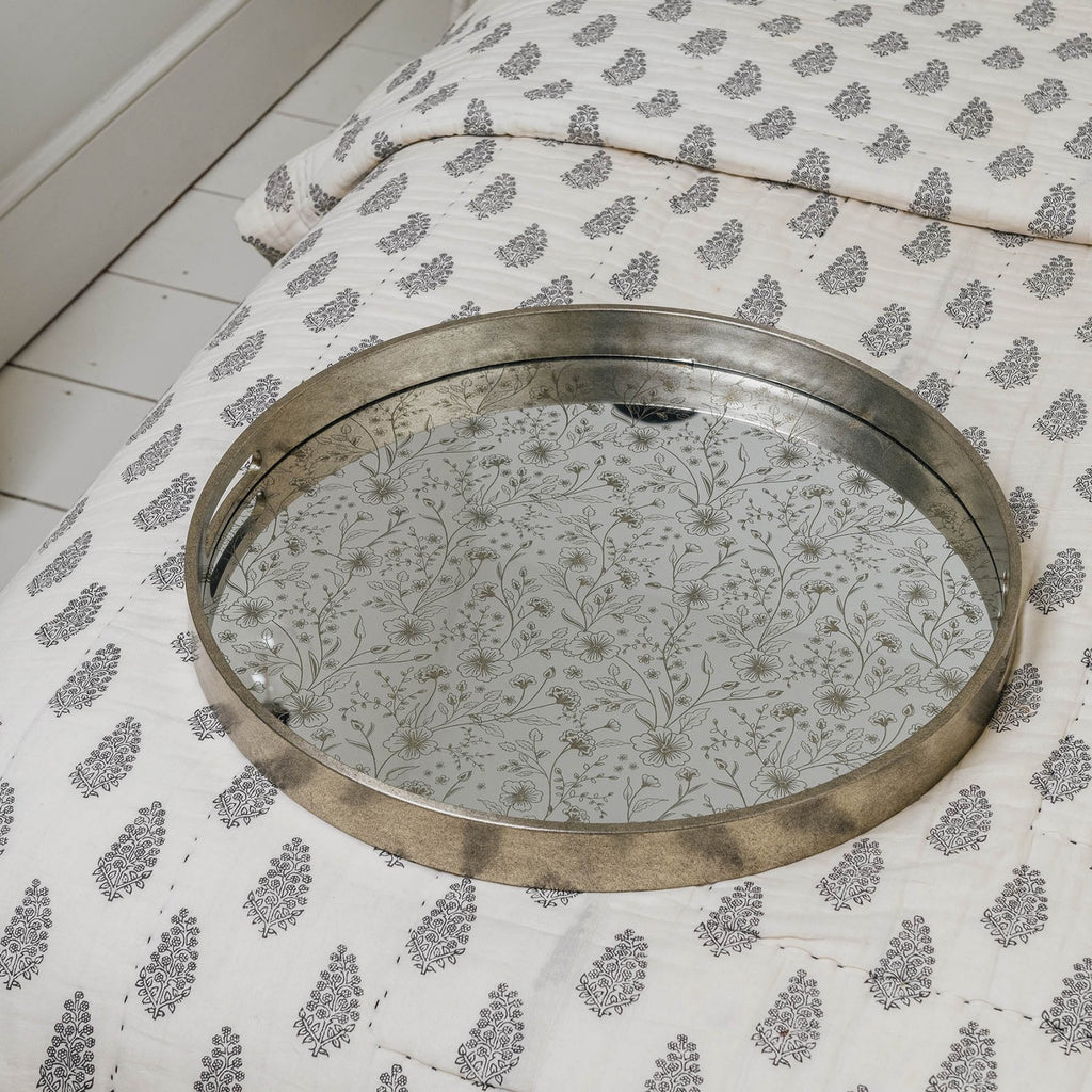 Waltham Round Mirrored Silver Tray 45cm