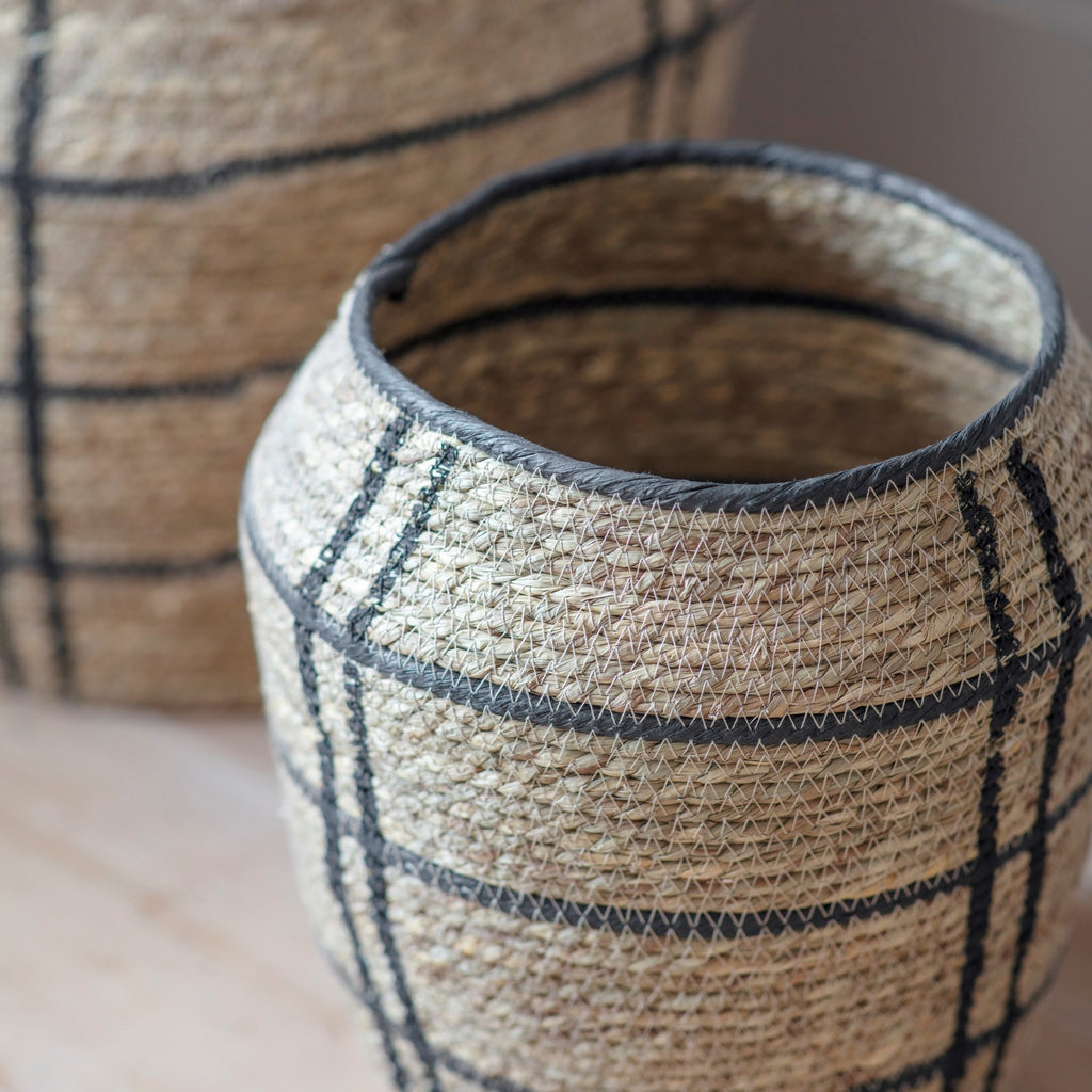 Woodleigh Black Cross Pattern Storage Baskets - Size Choice